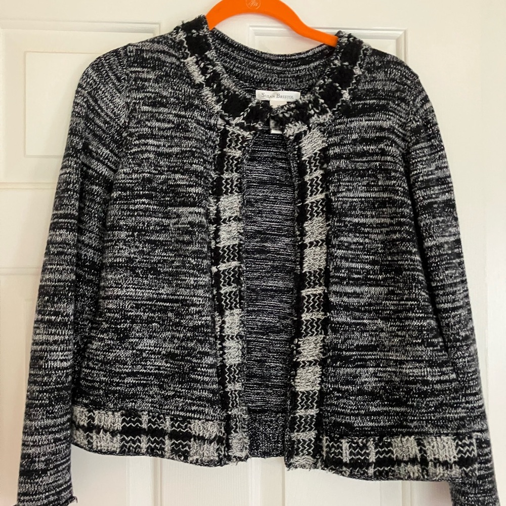 Susan Bristol Black and White Cardigan Sweater